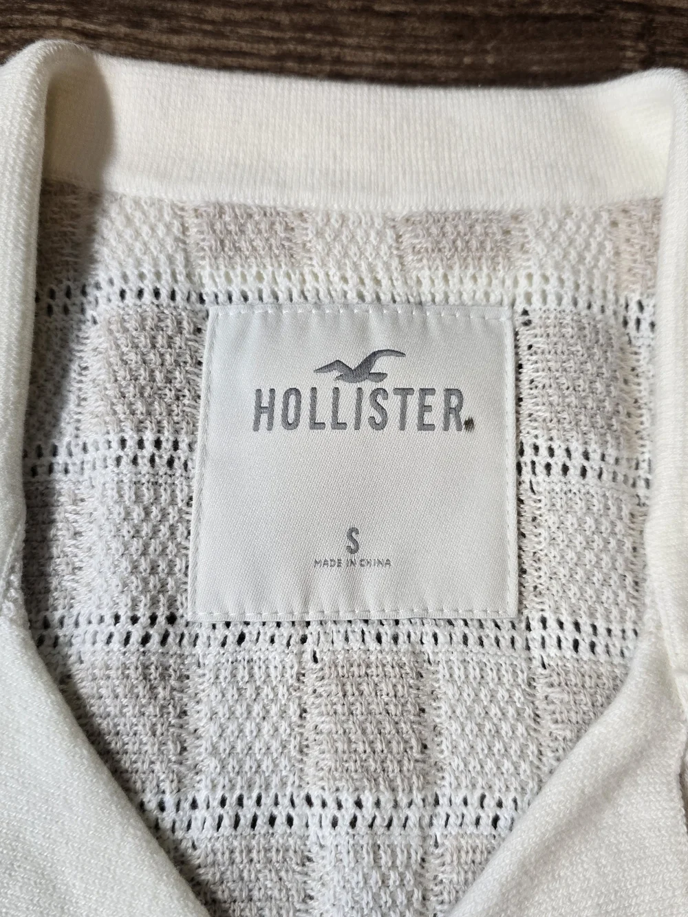 Hollister Shirt Men S Cream Open Knit Button Crochet Retro Cuban Coastal Beach - Picture 3 of 7
